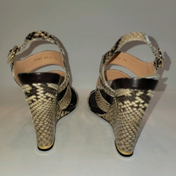 Vintage Sergio Rossi Python Wedge Sandals, 4" Heel - Picture 4 of 6